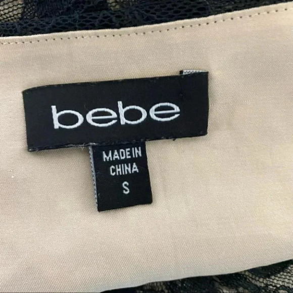 Bebe S black lace moto style top with zippers and ruffle accents - Picture 7 of 7